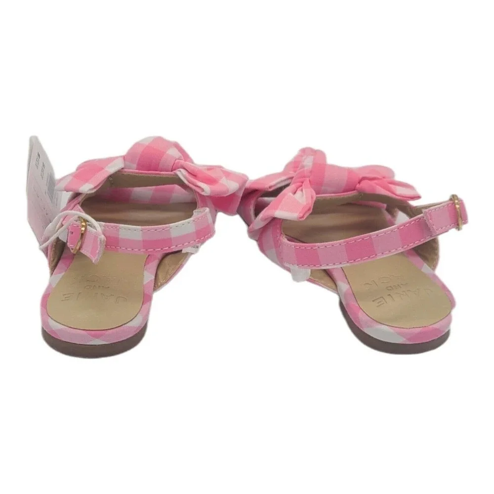 NWT JANIE AND JACK DOUBLE BOW‎ GINGHAM Sandals Size 5